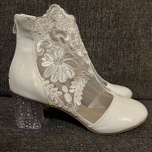 White Lace Heel Boots